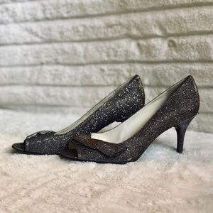Stuart Weitzman Glitter Peep Toe Pump